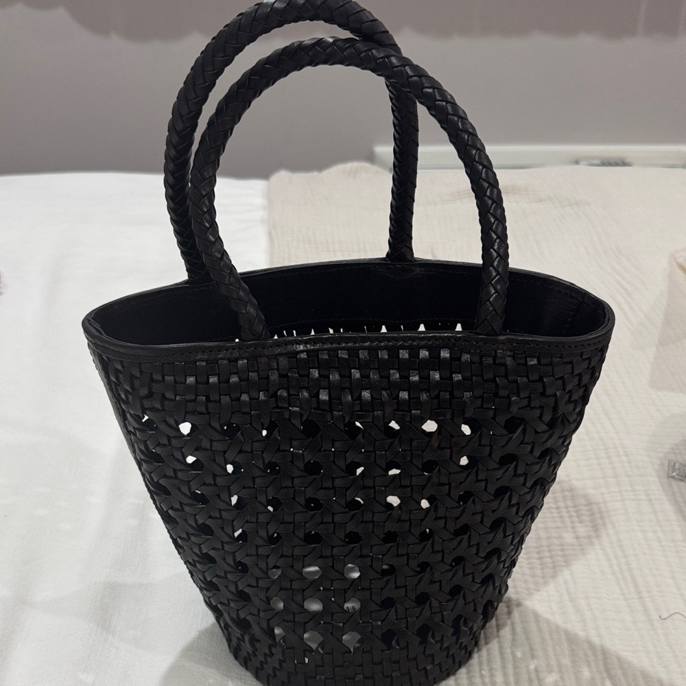 Reformation Black Woven Bucket Bag